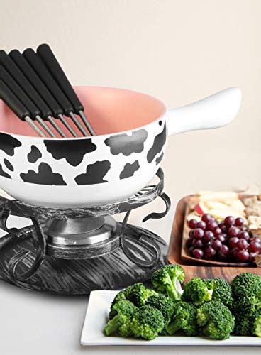 Artestia Ceramic cheese fondue pot Set, fondue set,Six Fondue Forks ...