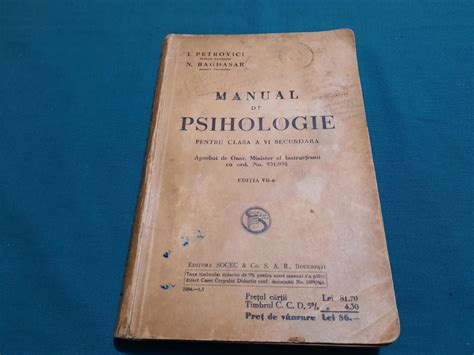 MANUAL DE PSIHOLOGIE I PETROVICI N BAGDASAR 1935 Arhiva Okazii Ro