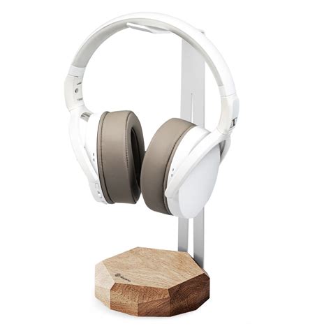 Headphone Stand Oak With White Hanger