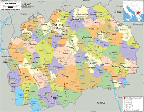 Large political and administrative map of Macedonia with roads, cities ...