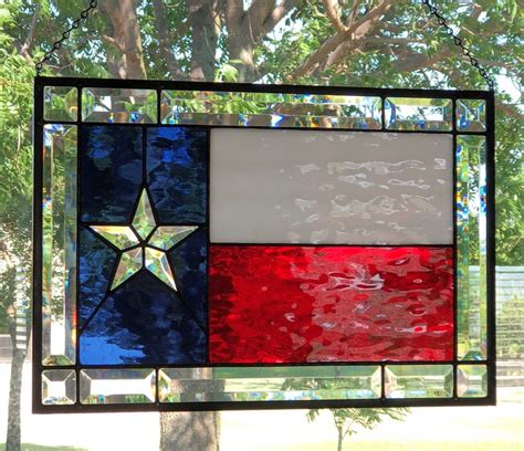 Beveled Texas Flag Stained Glass Panel Texas Decor Lone Star Etsy