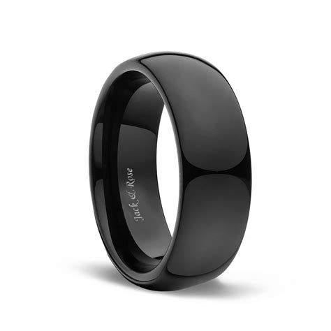 Tungsten Wedding Bands Black Dome High Polished 6mm 8mm Findurings