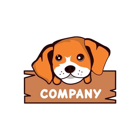 Logo Linda Perro Perro Cara Dibujos Animados Vector Ilustración