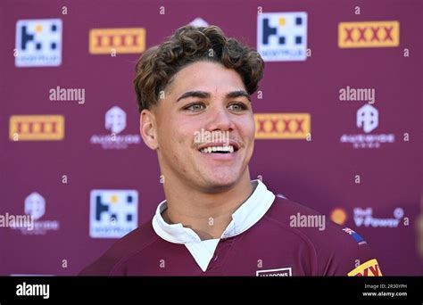 Reece Walsh Of The Maroons Is Seen Talking To The Media During The 2023