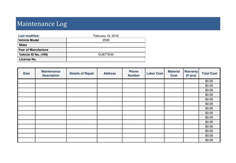 Free Printable Equipment Maintenance Log Templates Pdf Excel