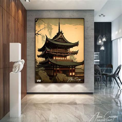 TABLEAU TEMPLE PEINTURE Pop Art Japonais Cadre Decoration Affiche