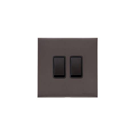 Windsor Range 2 Gang Rocker Switch In Matt Bronze