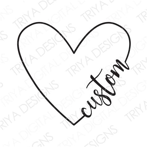 Heart With Custom Name Svg Hand Lettered Cursive Text Etsy