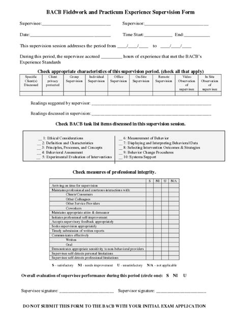 Bacb Final Verification Form Multiple Supervisors 2025 Lillian Wallace