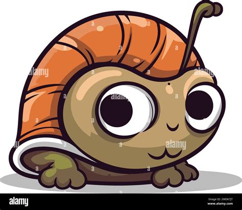 Cute Snail Cartoon Character Vector Illustration Isolated On White