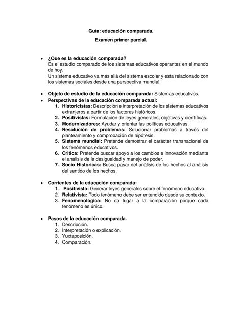 Guía comparada Guía educación comparada Examen primer parcial Que