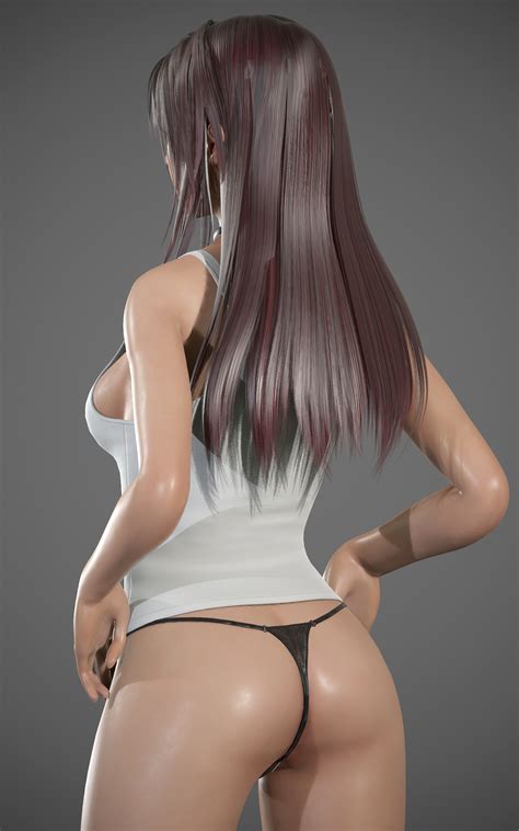 Rule 34 3d Ass Black Panties Black Thong Brown Hair Female Highres Long Hair Ryanreos Sideboob