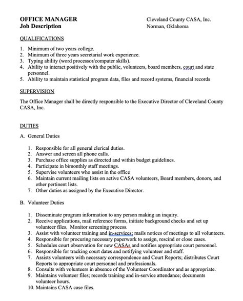 7 Free Job Description Template For Word Examples