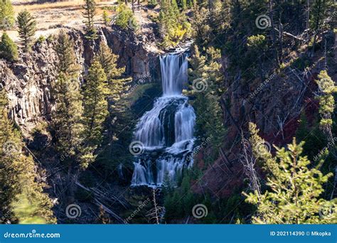 Undine Falls Waterfall In Yellowstone National Park Daytime Long