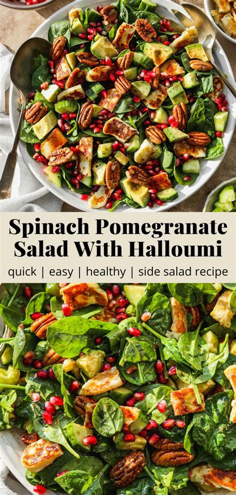 Pomegranate Salad With Spinach And Halloumi Walder Wellness Rd