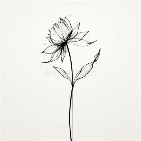 Dibujo De Tinta Minimalista De Una Flor Aislada Sobre Fondo Blanco