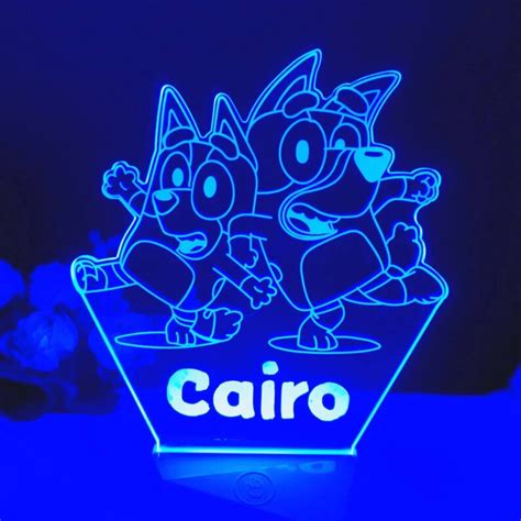 Personalised Bluey And Bingo Custom Name Led Night Light 3d Etsy