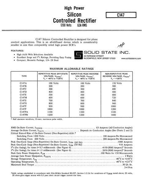 C E Solid State Rectifiers Hoja De Datos Ficha T Cnica