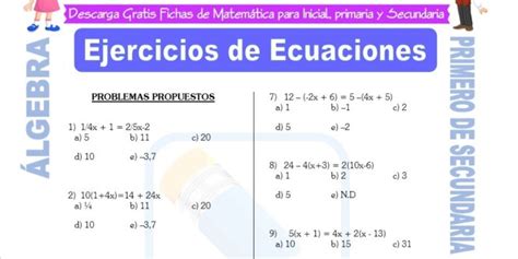 Problemas De Lgebra Para Primero De Secundaria Matem Tica