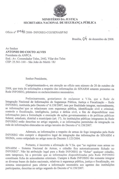 Carta Ao Ministro Da Justi A