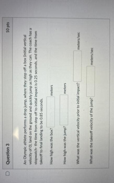 Solved An Olympic Athlete Performs A Drop Jump Where Th