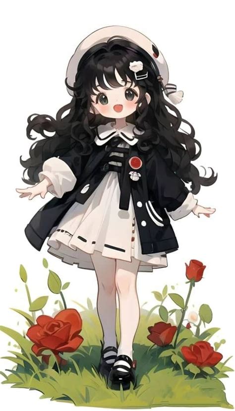 A Drawing Of A Girl With Long Black Hair Wearing A Sailor Outfit And