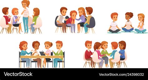 Group therapy cartoon icon set Royalty Free Vector Image