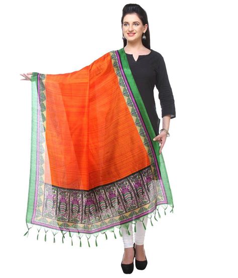 Arth Retail Orange Silk Dupattas Price In India Buy Arth Retail