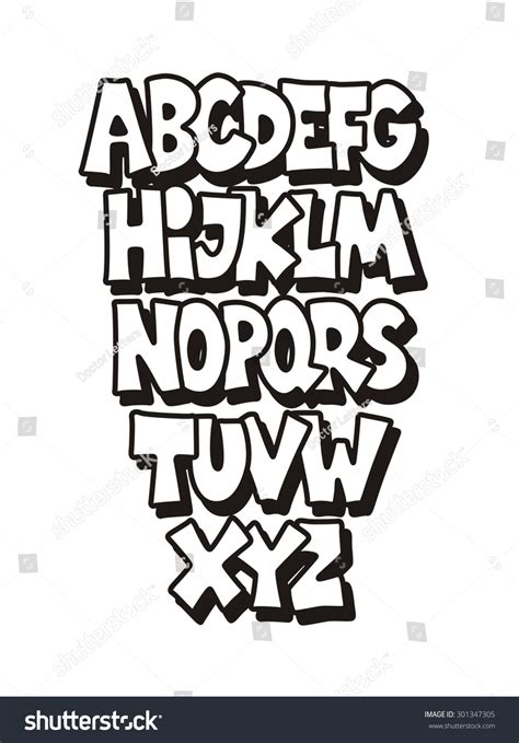 Cartoon Comic Graffiti Font Alphabet Vector เวกเตอร์สต็อก ปลอดค่า