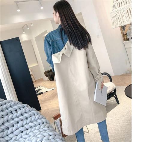 Women S Jacket Denim Patchwork Double Breasted Full Sleeve Long New