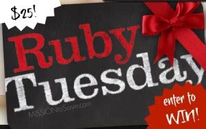 Ruby Tuesday BOGO Coupon + Win $25 Ruby Tuesday Gift Card! - Mission ...