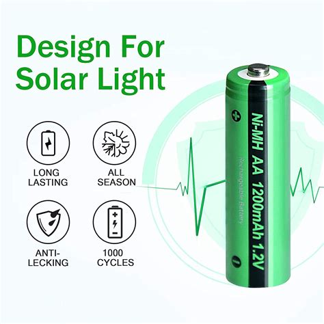 10x Ni MH AA Rechargeable Battery 1 2V 1200mAh Battery For Garden Solar