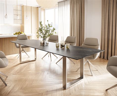 Esstisch Edge X Keramik Laminam Noir Desir Braun Edelstahl