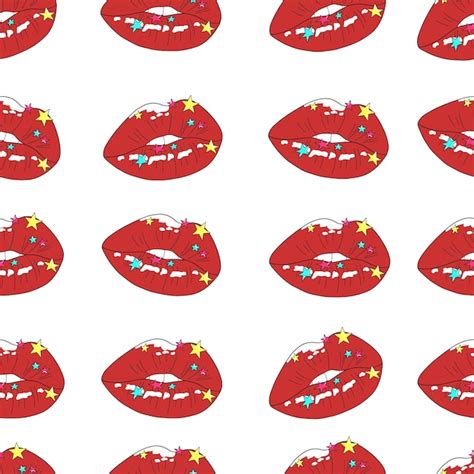 Premium Vector Seamless Pattern With Red Lips Sexy And Glamour Lips