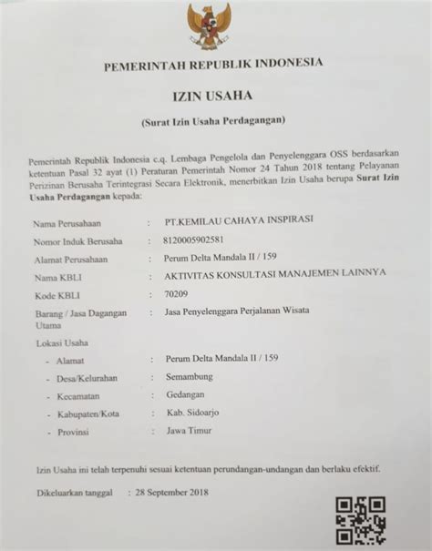 Surat Izin Usaha Perdagangan Adalah Contoh Surat Resmi