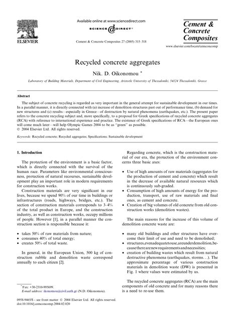 Pdf Recycled Concrete Aggregates
