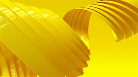 Premium Photo Abstract 3d Background With Yellow Swirling Ribbons