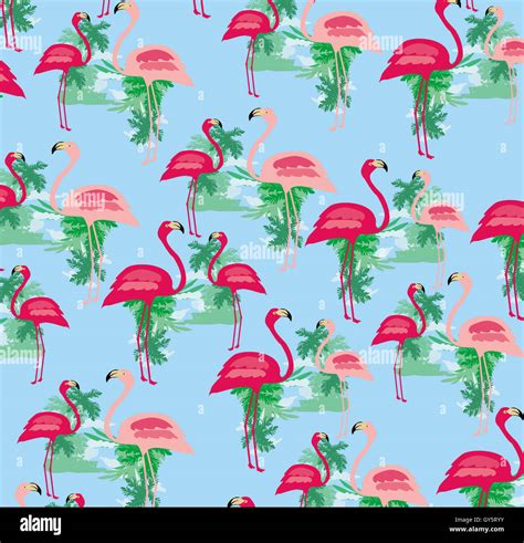 Seamless Flamingo Bird Pattern Stock Photo Alamy