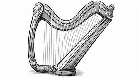 Vintage Harp Sketch Hand Drawn Engraved Style Vector Premium AI