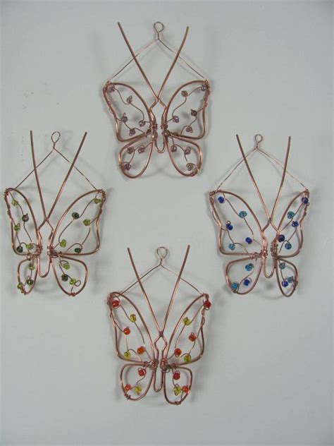 Copper Wire Butterfly Garden Plant Stakes Sun Catchers Set Etsy Uk