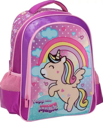 Mochila Escolar Grande De Costas Infantil Unicornio Arcoiris