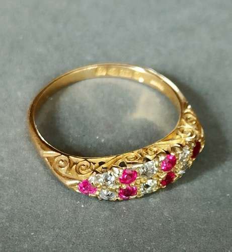 Edwardian 18ct Gold Ruby Diamond Ring Chester 1907