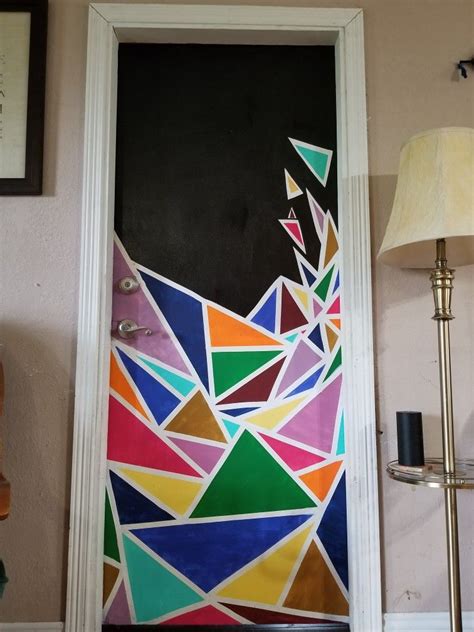 Geo Triangles Door Door Art Bedroom Painted Doors Diy Wall Painting