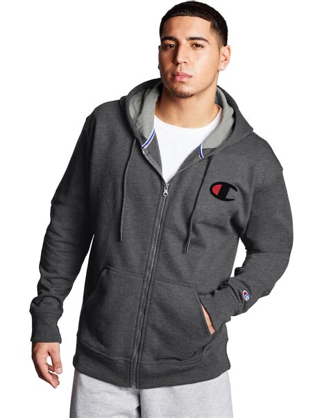 Champion Champion Mens Powerblend Fleece Zip Hoodie M Granite