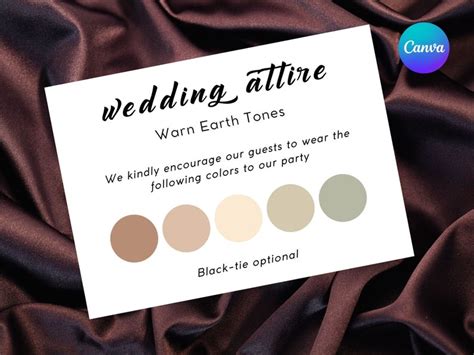 Wedding Attire Dress Code Details Card Editable Color Attire Canva