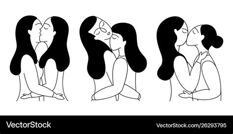 Set Lesbian Couples Royalty Free Vector Image VectorStock