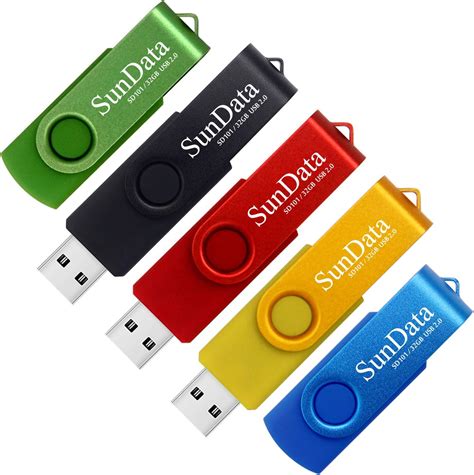 Usb Sticks 32gb 5 Stück Aretop Speicherstick Rotate Metall Mehrfarbig