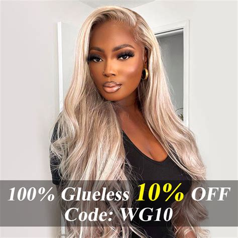 Platinum Blonde Highlight Lace Front Wigs Human Hair West Kiss Hair