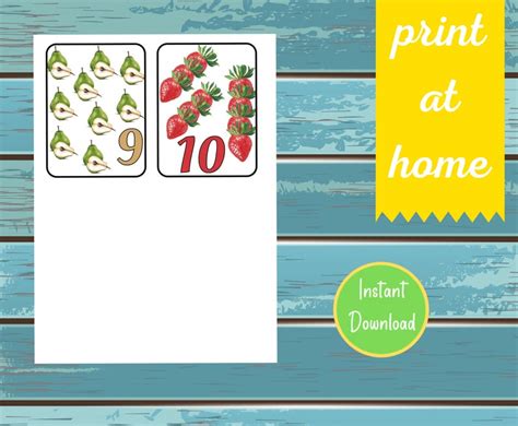 Colourful Number Fruit Themed Flashcards Printable Teaching Etsy