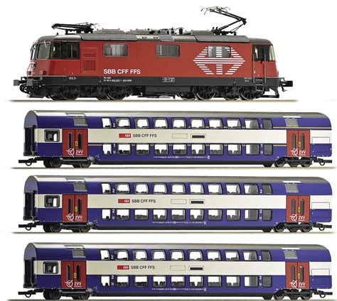 Roco 61443 Swiss Electric Locomotive Re 420 And Commuter Train Set Of